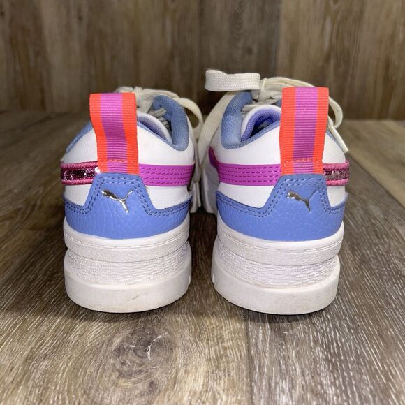 Puma Mayze Glitz Girls Youth US Size 5 Platform 385142-01 Shoes White Pink Blue - Picture 7 of 11